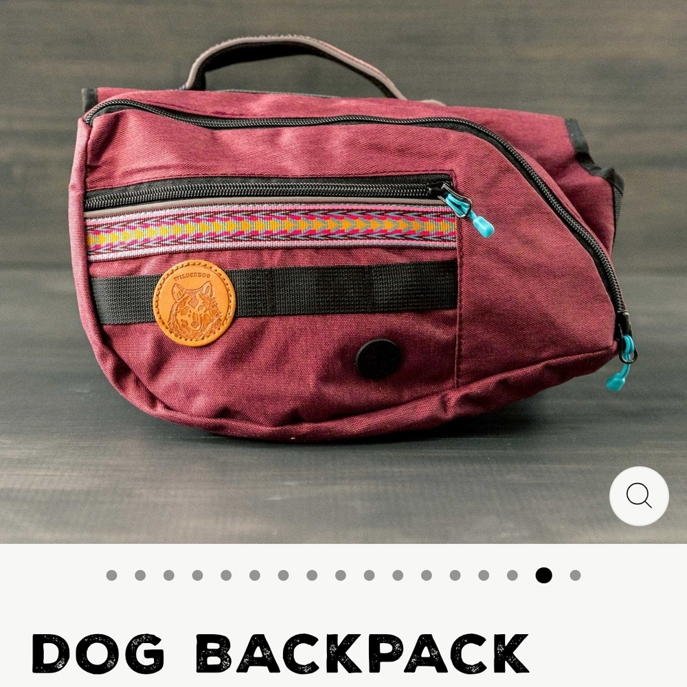 Burgundy Dog Backpack with Embroidered Trim LARGE